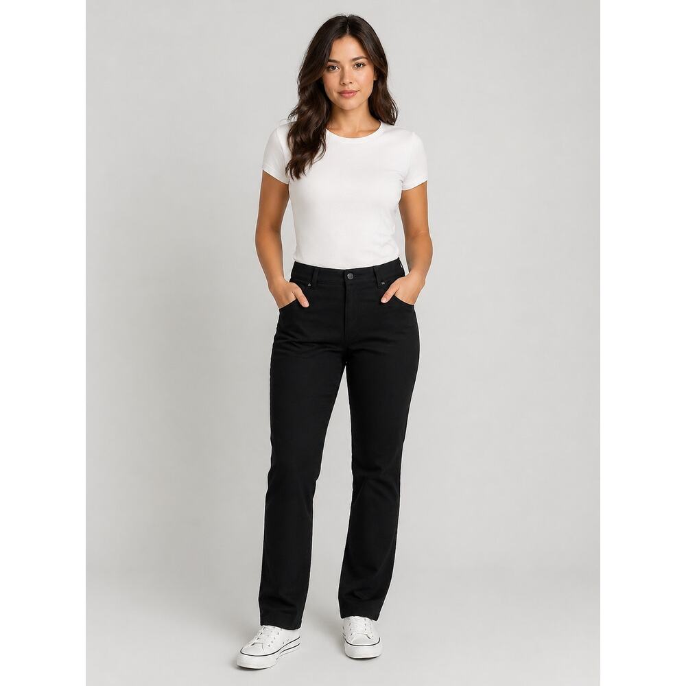 LR1302 Maurices Black Pants Womens Large Short Stretch Straight Leg Workwear